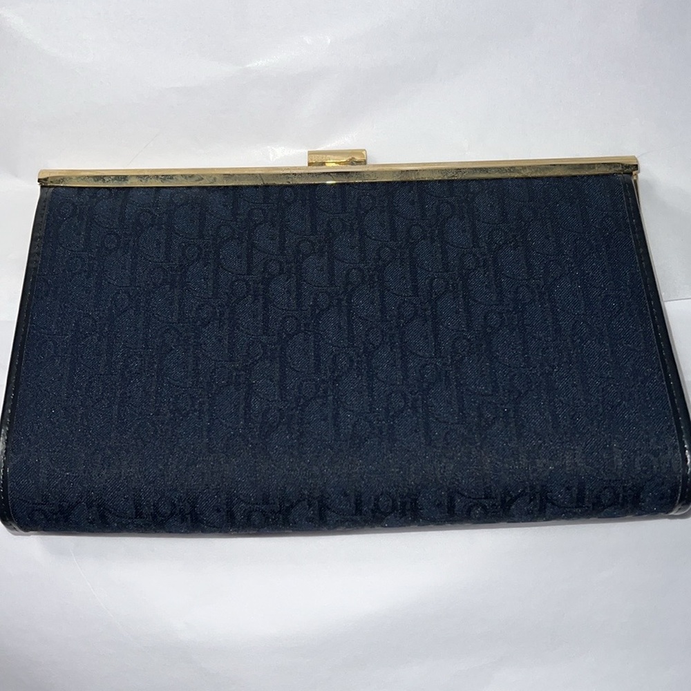 Dior Dark Navy Monogram Clutch with Gold Hardware - Picture 4 of 10